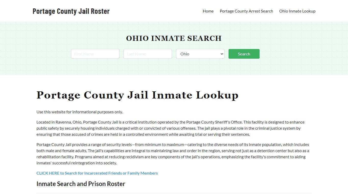 Portage County Jail Roster Lookup, OH, Inmate Search